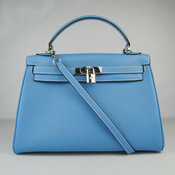 7A Replica Hermes Kelly 32cm Togo Leather Bag Light Blue 6108 - Click Image to Close